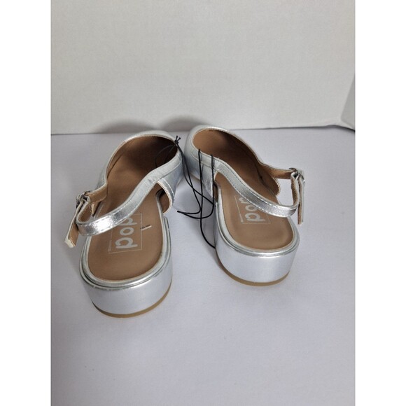 POP Tameo Metallic Heeled Slingback Sandals Ballet Flats Women's Sz 9M NWOB - Picture 4 of 9